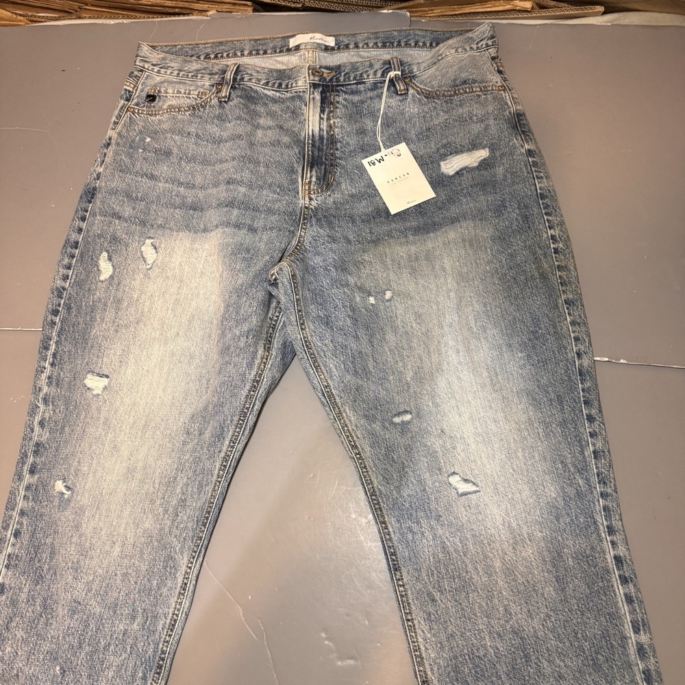 Kancan Jeans Trevie Ultra High Rise Straight 18w (40x28) Faded Distressed New